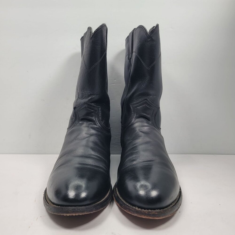 Justin Jackson 10" Roper Men's Black Leather Western Cowboy Boots US Size 13B - Picture 3 of 11